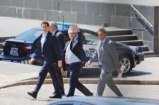 El presidente de la Nación, Alberto Fernández, junto a Sergio Massa, Wado de Pedro y Felipe Solá