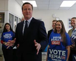 Cameron, ayer, en un acto de campaña en el sur de Londres