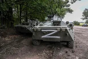 Un tanque ruso con la Z que identifica a las fuerzas del Kremlin, en Balaklia