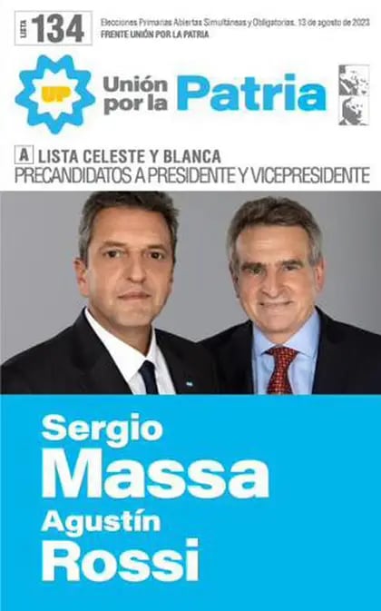 Sergio Massa y Agustín Rossi, precandidatos a presidente y vice de Unión por la Patria