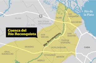 La cuenca del Río Reconquista atraviesa 18 municipios bonaerenses