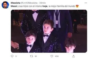 "Messi y sus hijos con el mismo traje"