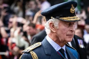 King Carlos III walks behind Queen Elizabeth II's coffin