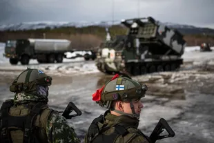 Finnish forces during an international military exercise in Norway, last March