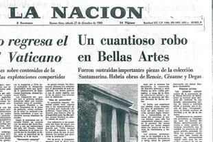 En la Navidad de 1980 se robaron 16 cuadros del Museo Nacional de Bellas Artes. La mayoría de las obras no fueron encontradas. 