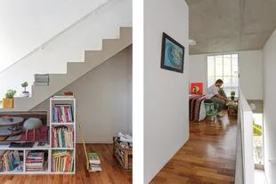 Pablo imitó el recurso de su vecina: la escalera es ancha y tan linda que funciona muy bien para sumar objetos decorativos.