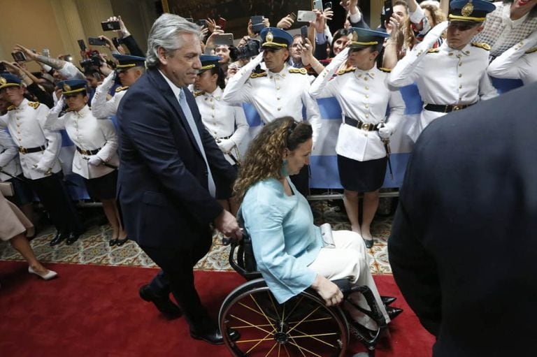 El gesto de Alberto Fernández con Gabriela Michetti antes de la asunción