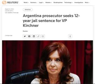 La agencia Reuters divulgó la noticia asociada con la última novedad de la causa Vialidad