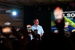 El expresidente de Brasil Jair Bolsonaro durante una conferencia de prensa en Dezerland Park en Orlando, Florida, el 31 de enero de 2023.
