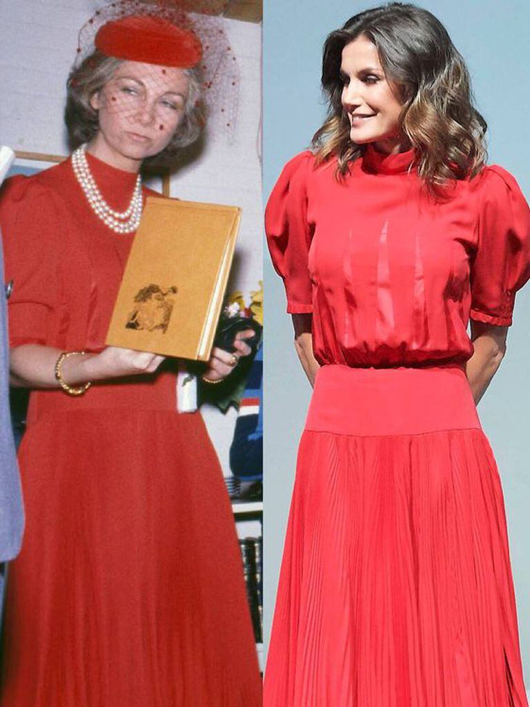 Letizia wore this vintage red dress at the Spanish fashion industry awards ceremony
