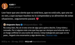 La respuesta de Karina "La Princesita" al posteo de Alejandro Sanz