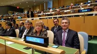 Marcos Peña, Susana Malcorra y Mauricio Macri, ayer en la ONU