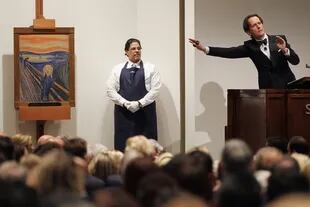 La sala donde se remató la obra de Munch, colmada por la gran expectativa que generó la venta
