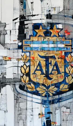 El escudo de la AFA, pintado en las paredes del predio