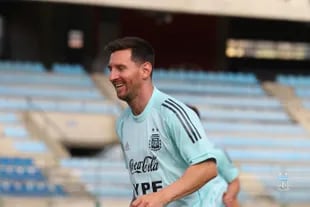 Lionel Messi, feliz en la práctica del seleccionado