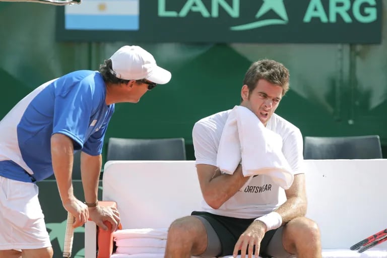 Jaite y Del Potro, durante las semifinales de la Davis 2012 ante la República Checa, cuando la relación capitán-jugador atravesaba por grietas profundas.