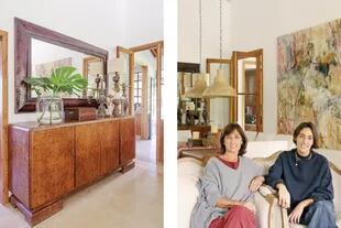 Pupa y su hija, Trinidad Rosati, trabajan juntas en el diseño de interiores. Detrás de ellas, obra de Sofía Mastai (Diderot.Art).