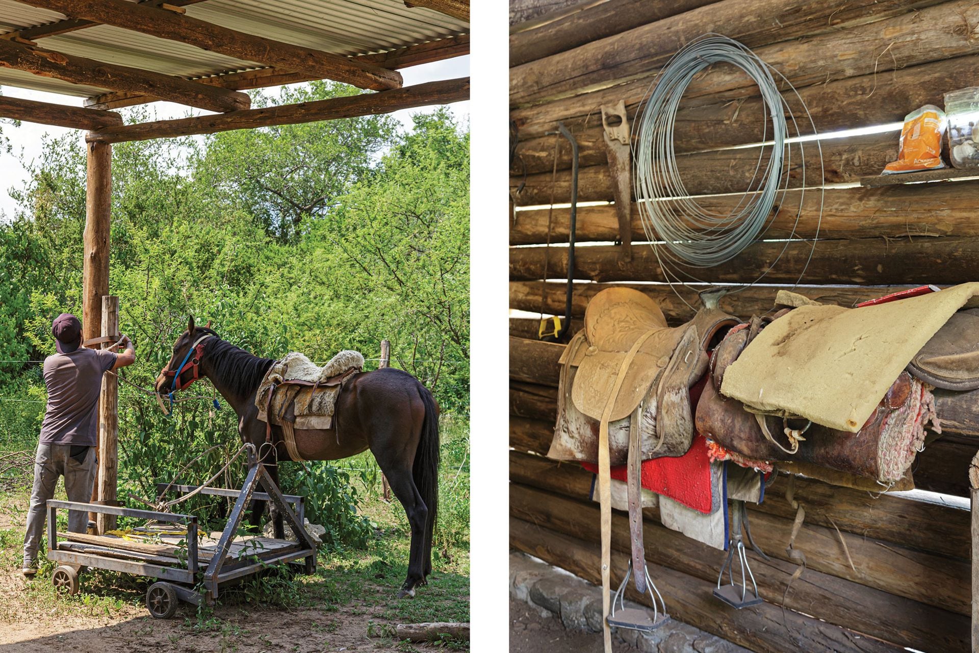 Más allá del guardado de monturas y aperos, se hizo el galpón especialmente para proteger a los caballos de la intemperie.