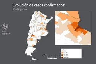 Evolución de casos confirmados de coronavirus en la Argentina y el AMBA