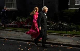 British Prime Minister Boris Johnson and his wife Carrie leave 10 Downing Street after Johnson delivered his final speech.