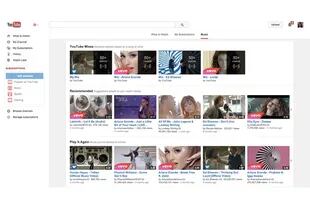 Una vista de YouTube Music Key