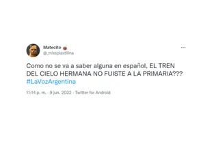 Los usuarios se indignaron con Camila, la participante de La Voz Argentina que no sabe canciones en español (Foto: Captura de Twitter)