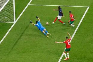 Randal Kolo Muani convirtió el 2-0 de Francia ante Marruecos, en la semifinal de Qatar 2022.