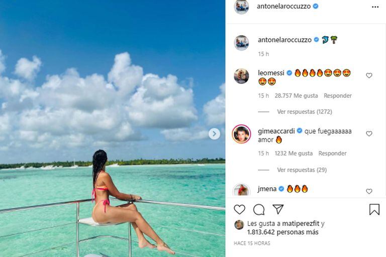 Antonela Roccuzzo compartió dos postales en bikini y sus seguidores la elogiaron por su figura
