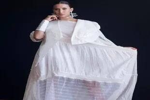 Modelo de Cosecha Vintage en el desfile de Moda Sostenible de Argentina Fashion Week 2019