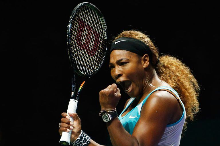 Serena celebra su victoria sobre Ivanovic