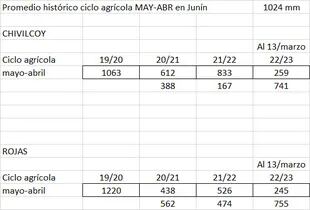 El promedio histórico de lluvias en Junín y lo que ocurrió en Chivilcoy y Rojas en las últimas campañas