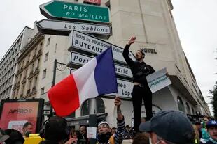Manifestantes antivacuna en París