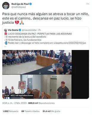 El fuerte mensaje de Rodrigo De Paul tras el veredicto del crimen de Lucio Dupuy