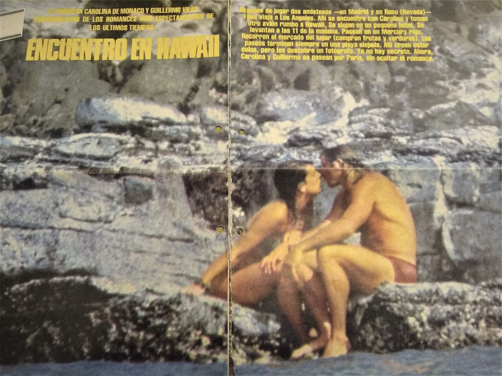 En Argentina, fue exclusiva de revista Gente: Guillermo Vilas y Carolina de Mónaco, 1982, en Maui, Hawái