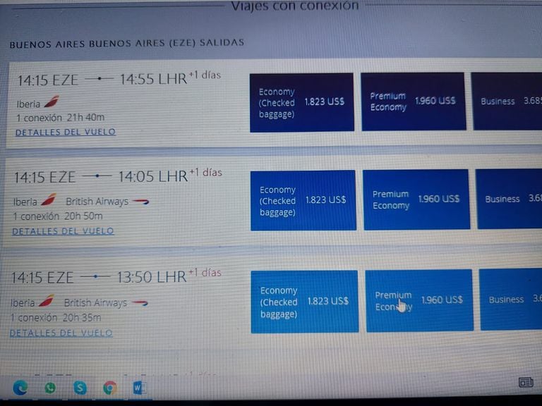 Hay precios de aerolíneas europeas que superan los US$3000 una conexión desde la Argentina.
