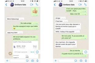 Capturas de pantalla de los chats entre Emiliano Sala y Willie Mckay